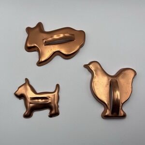 Vintage Copper Animal Cookie Cutters - Set of 3 Farmhouse Kitchen Decor‎